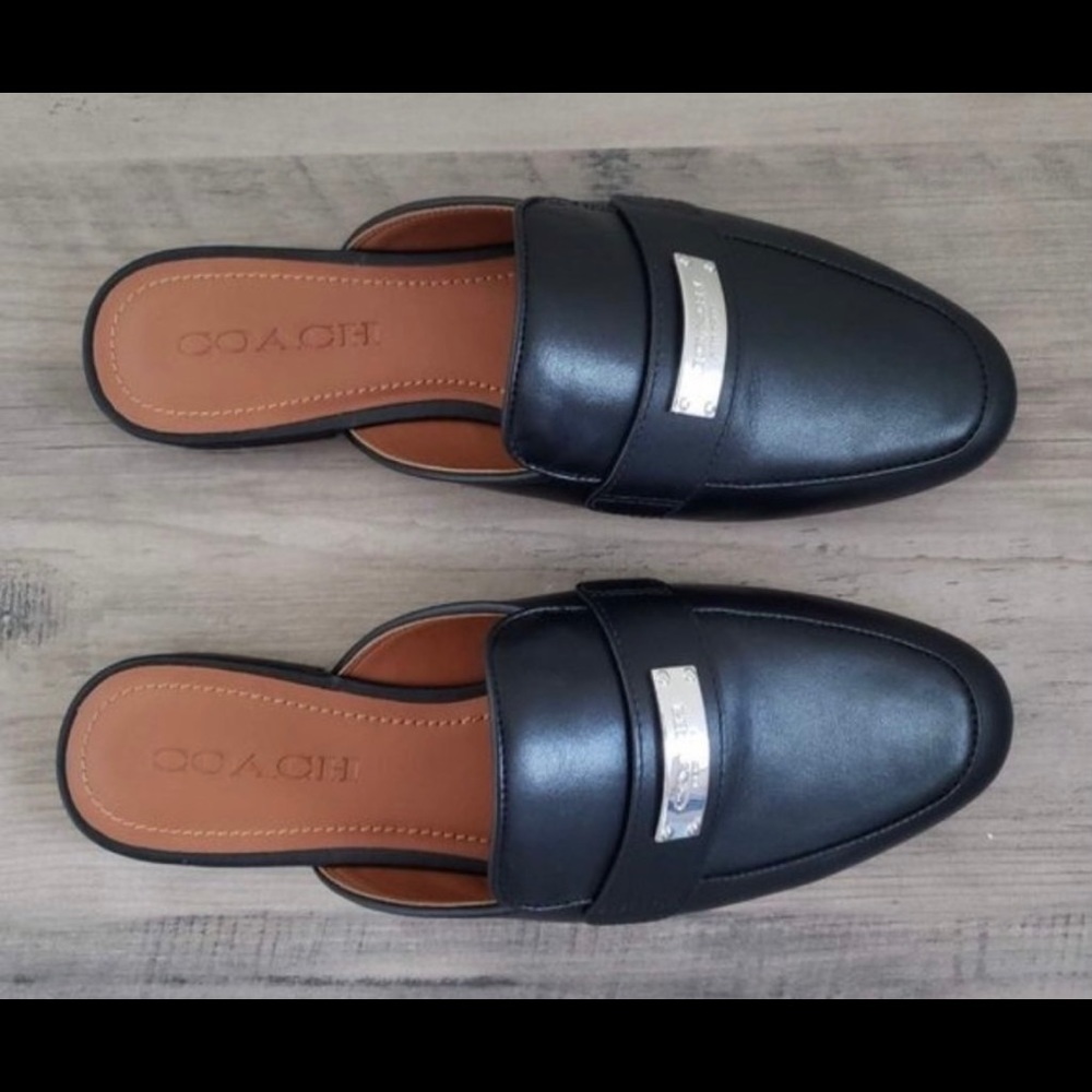 Coach Shoes | Coach Black Leather Mules | Size 5.5 - Picture 3 of 3